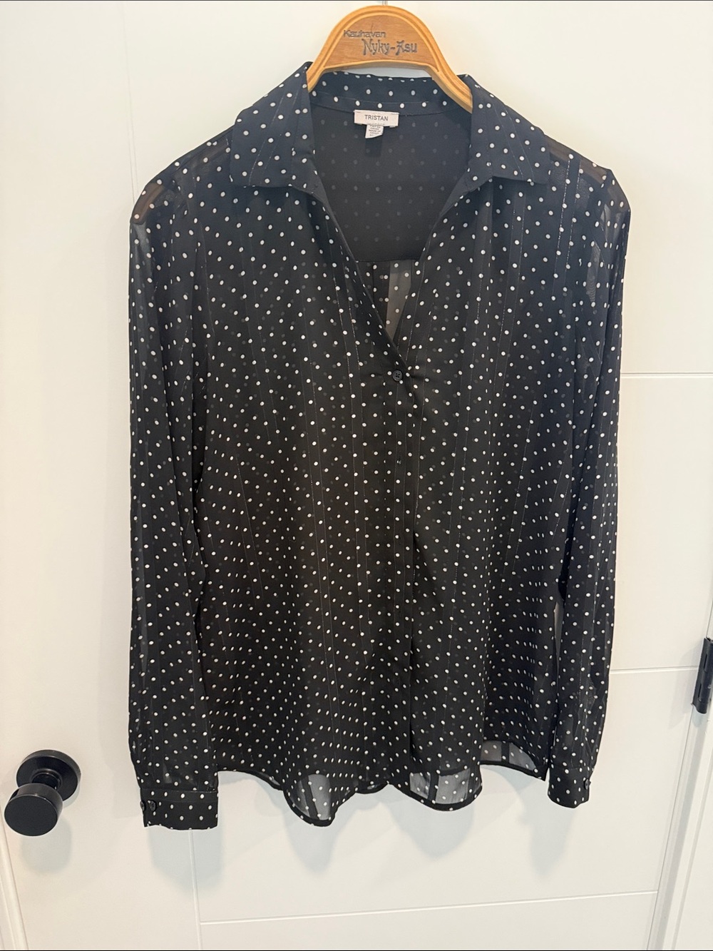 Tristan Black Polka Dot Long-Sleeve Blouse